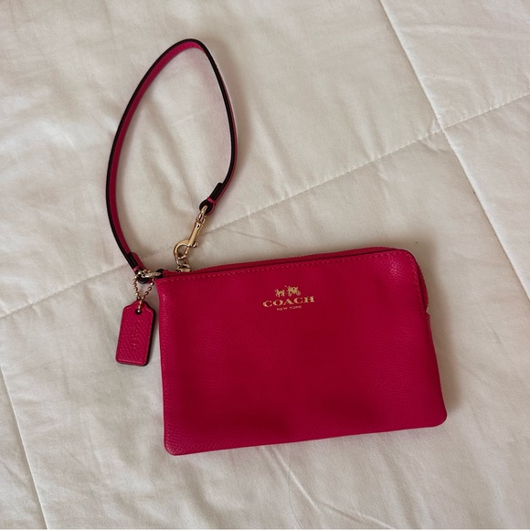 Coach Pink Leather Wristlet - Picture 1 of 6
